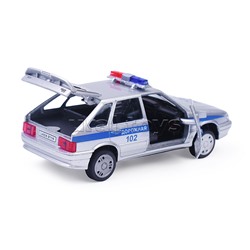 Машина металл свет-звук LADA-2114 "Samara" Полиция 12 см, (двери, багаж.) в коробке