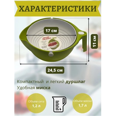 Дуршлаг непроливайка с ручкой сушилка для зелени, овощей , фруктов,круп сделано в России