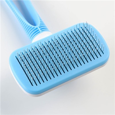 Пуходёрка Пижон Premium, 10×19 см, с каплями, с самоочисткой, облегчённая, пластик, голубая