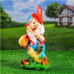 Садовая фигура "Гном с петухом" 15х20х42 см