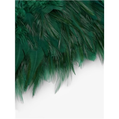Перья петуха декоративные, на ленте, 10-15 см, 5±0.5 м, тёмно-зелёные
