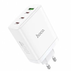 Адаптер Сетевой Hoco N31 PD 3Type-C/USB 100W (white)