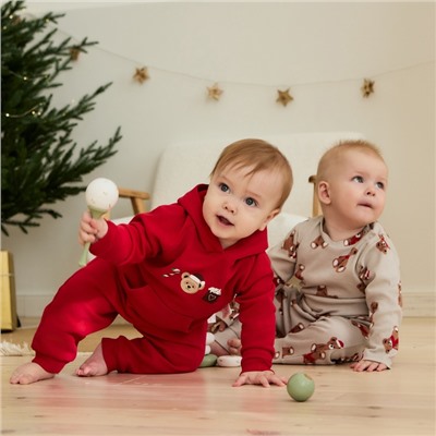 Костюм детский (толстовка и штанишки) «Крошка Я. Новогодние медвежата», рост 74-80 см