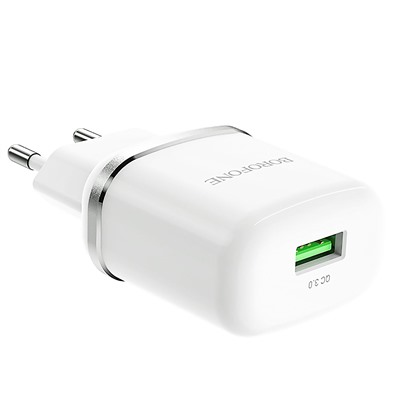 Адаптер Сетевой Borofone BA36A High QC3.0 USB 3A/18W (white)