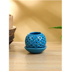 Подсвечник «Шар», 9.5×9.5×9 см, керамика, голубой
