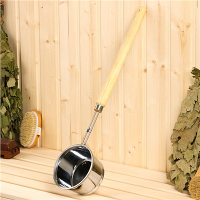 Ковш - черпак для бани и сауны, 700 мл, 58 см, нержавеющая сталь, деревянная ручка