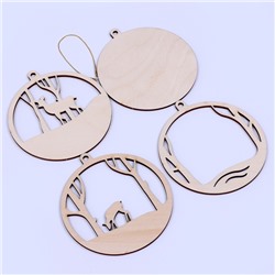 Заготовки для творчества. Деревянная ёлочная подвеска «Новый год! Олени в лесу»