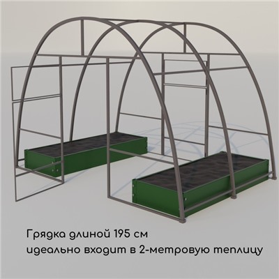 Грядка оцинкованная, 195×70×15 см, зелёная, Greengo