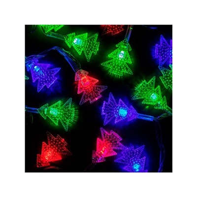 Гирлянда «Нить» 5 м с насадками «Ёлка в крапинку», IP20, прозрачная нить, 20 LED, свечение мульти (RG/RB), мигание, 220 В