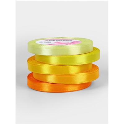 Набор атласных лент, 5 шт., 10 мм, 23±1 м, жёлтый, оранжевый
