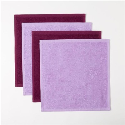 Салфетки махровые декоративные «Этель. 8 Марта», 4 шт., 30×30 см, 100% хлопок, бордовые/сиреневые