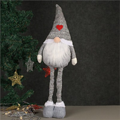 Новогоднее украшение Гном на телескопических 45/70 см серый / YX20655AB  /уп 48/