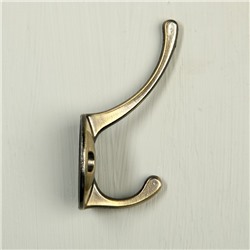 Крючок мебельный ТУНДРА TKd=002, двухрожковый, бронза