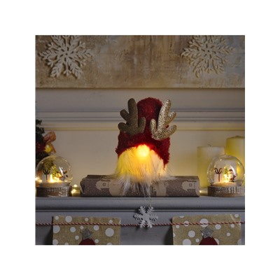 Светодиодная фигура «Гном красный» 12×19×12 см, текстиль, от батареек AG10×3, свечение тёплое белое