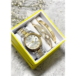Подарочный набор для женщин часы, 2 браслета + коробка #22853247