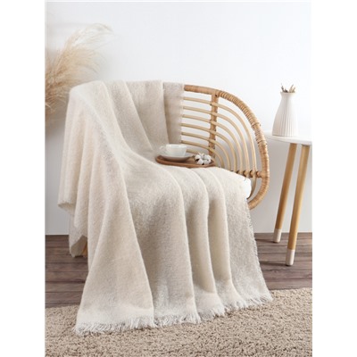 Плед с бахромой «Этель» Ivory, 135×180 см, молочный