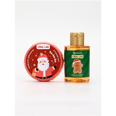 Подарочный набор новогодний в тубусе «Лисичка», бомбочка, гель, мочалка, URAL LAB