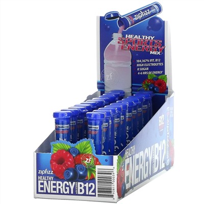 Zipfizz, Healthy Energy Mix With Vitamin B12, Blueberry Raspberry, 20 Tubes, 0.39 oz (11 g) Each