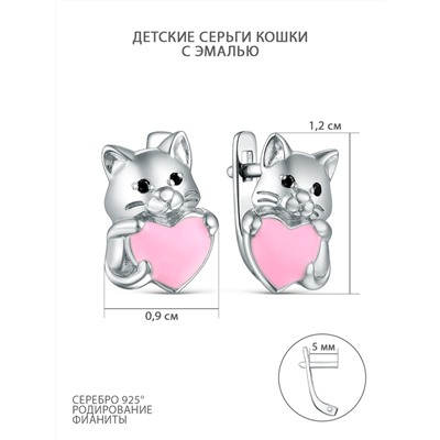 Серьги из серебра с эмалью и фианитами родированные 2313063