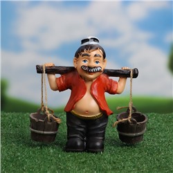 Садовая фигура из полистоуна «Дедушка с ведрами», 20×7×19 см, Greengo