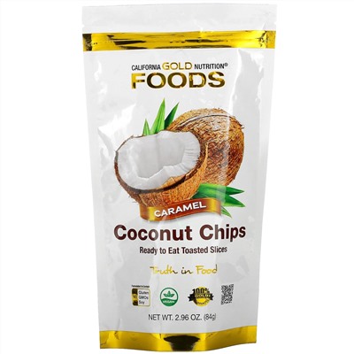 California Gold Nutrition, кокосовые чипсы, карамель, 84 г (2,96 унции)