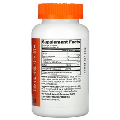 Doctor's Best, жевательный мармелад с коэнзимом Q10, со вкусом манго, 200 мг, 60 жевательных таблеток