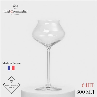 Бокалы для вина Chef&Sommelier MACARON, 300 мл, набор 6 шт., хрустальное стекло, прозрачные