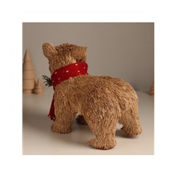 Фигурка «Медведь в вязаном шарфике с шишками и ягодками», 12×22×19 см