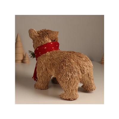 Фигурка «Медведь в вязаном шарфике с шишками и ягодками», 12×22×19 см