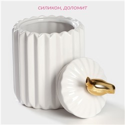 Банка для сыпучих Доляна «Золотое крыло», 1.2 л, 12×19.5 см, керамика, белая