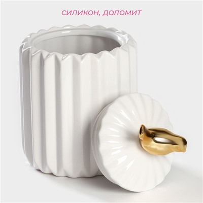 Банка для сыпучих Доляна «Золотое крыло», 1.2 л, 12×19.5 см, керамика, белая