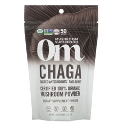 Om Mushrooms, чага, сертифицированный 100% органический грибной порошок, 100 г (3,5 унции)