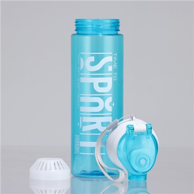 Бутылка для воды пластиковая Sport, 600 мл, голубая