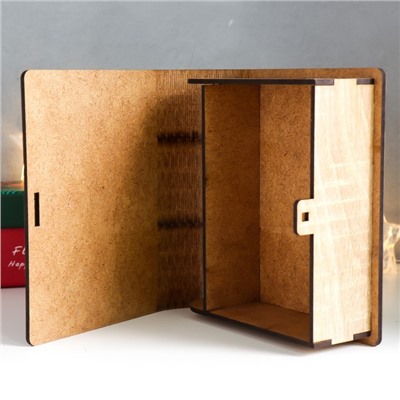 Новогодняя деревянная шкатулка-книга «Снегири» 14×12×5 см