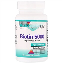 Nutricology, Биотин 5000, 60 вегетарианских капсул
