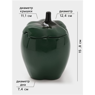Горшок для запекания Борисовская керамика «Перец», 800 мл, зелёный