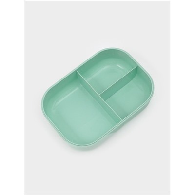 Ланч - бокс контейнер для еды Доляна «Завтрак», 1.1 л, 3 ячейки, вилка, ложка, 22×16×6.5 см, пластик, бирюзовый