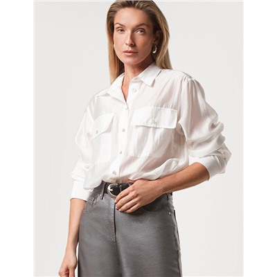 Блузка из полупрозрачного лиоцелла с натуральным шелком