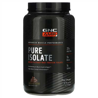 GNC, Pure Isolate, Micro-Filtered Whey Protein Isolate, Chocolate Frosting, 2.13 lb (966 g)