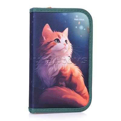 Пенал 1-секц, больш., печать на ткани "Задумчивый рыжий кот" 190х115см.