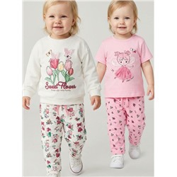 Брюки детские трикотажные для девочек, 2 пары в комплекте