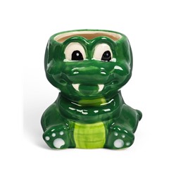 Декоративное кашпо для цветов «Крокодильчик Дино», 7×7×9 см, керамика, зелёное