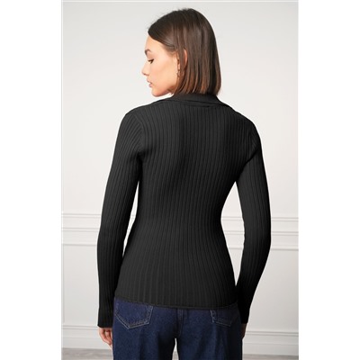 Женский джемпер лапша с воротником поло Happyfox