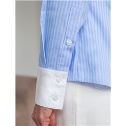 Блузка приталенного силуэта в полоску из эластичного хлопка