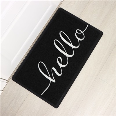 Коврик придверный LaDо́m Hello, 45×75 см, чёрный