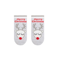 Новогодние CONTE-KIDS NEW YEAR Новогодние короткие носки "Рудольф" с люрексом, стразами и помпоном