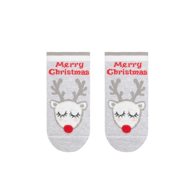 Новогодние CONTE-KIDS NEW YEAR Новогодние короткие носки "Рудольф" с люрексом, стразами и помпоном