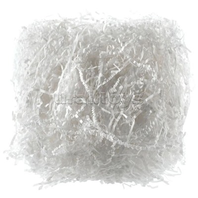 Наполнитель гофрированный бумажный для подарков 500 г, белая бумага, в пластиковом пакете