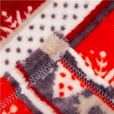 Плед новогодний, 150×200 см, корал-флис, красный