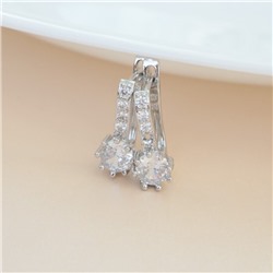 Серьги ювелирная бижутерия, покрытие посеребрение, вставка: фианиты, цвет: прозрачный, арт.213.596